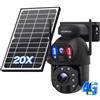 SHIWOJIA 20X Telecamera di Sorveglianza 4G Esterna, 6MP 360° PTZ Telecamera da Esterno Solare con Doppia Lente, Batteria Ricaricabile, 150m Visione Notturna a Colori, PIR Rilevamento Intelligente