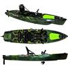 Big Mama Kayak Kayak a pedali Triken 380 REV colore special army green - canoa monoposto fishing 4 portacanne, 2 gavoni, timone, sistema di pedali, sedile rialzato - big mama kayak