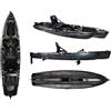 Big Mama Kayak Kayak a pedali a pedali Triken 380 REV total black - Canoa monoposto fishing 4 portacanne, 2 gavoni, timone, sistema a pedali, sedile rialzato - Big Mama Kayak
