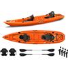 Big Mama Kayak Canoa biposto da pesca - Mojito Fishing Big Mama Kayak - kayak 380 cm - 2 posti adulto + 1 posto bambino + 2 gavoni + 2 ruote integrate + 2 pagaie + 2 seggiolini + 4 portacanne - orange