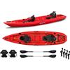 Big Mama Kayak Canoa biposto da pesca - Mojito Fishing Big Mama Kayak - kayak 380 cm - 2 posti adulto + 1 posto bambino + 2 gavoni + 2 ruote integrate + 2 pagaie + 2 seggiolini + 4 portacanne - rosso