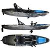 Big mama kayak a pedali triken 330 - canoa monoposto fishing con 4 portacanne, 2 gavoni, timone, sistema di pedali, sedile rialzato, 11 barre di scorrimento ver. coperchio azzurro