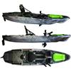 Big mama kayak a pedali triken 330 - canoa monoposto fishing con 4 portacanne, 2 gavoni, timone, sistema di pedali, sedile rialzato, 11 barre di scorrimento ver. coperchio verde