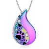 AIWENXI Zampa di animali domestici stampa teardrop urna collana per cenere per cane/gatto cenere ciondolo per cremazione gioielli commemorativi per donne e uomini