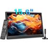 KCR TV digitale ricaricabile 15,6 pollici, sintonizzatore DVB-T2, con cavo di rete e cavo di ricarica da 12 Volt, ingresso AV, ingresso HDMI, slot USB, telecomando, Tv Freeview