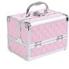 HOMCOM Valigetta Trucchi Professionale, Beauty Case per Make Up con Profili in Alluminio, Maniglia e Vassoio Cantilever, 20x15x15cm, Rosa