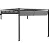 Outsunny Pergola Gazebo 3x4 m con Tettuccio Retrattile e Fori di Drenaggio, in Acciaio e Poliestere, Grigio