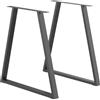 HOMCOM Set 2 Gambe per Tavolo Trapezoidali in Acciaio con 6 Fori e 12 Viti, 70x5x72 cm, Nero