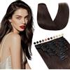 Elailite Extension Capelli Veri Clip #2 Marrone Scuro, 20cm 45g 8 Fasce Singole Intera Testa 100% Remy Human Hair Naturali Lisci