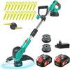 JWDJ K80 Decespugliatore Tagliabordi A Batteria 21v, Diametro Taglio 9 In E Filo Da 1.65 Mm - 2 Batteria Inclusa, Rasaerba Elettrico Da Giardino, Stelo In Alluminio Regolabile (Verde)