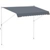 Outsunny Tenda da Sole 4x1.2 m con Braccio Avvolgibile, Tenda Parasole da Esterno a Manovella in Alluminio e Tessuto Poliestere 180g/㎡, per Giardino, Balcone e Terrazza, Grigio Scuro