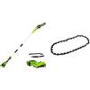 Greenworks Sega ad Asta a Batteria, Lunghezza Barra 8 Pollice (20cm), Velocità Catena 8m/s + Catena per Motosega