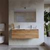 DEGHI Mobile bagno sospeso 120 cm rovere gold con lavabo doppia vasca e specchio - Koda