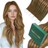 Easyouth Extension Capelli Veri Biadesivo Balayage Marrone Extension Biadesivo Remy Mittelbraun Ombre Miele Bionda Extensions Adesivo Remy Naturali #4/4/27 30cm 30g 20pz