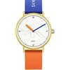 Forrader Orologio da uomo, al quarzo, con cinturino in silicone colorato, orologio da polso con quadrante grande, impermeabile, minimalista, per uomini e ragazzi, Bianco e arancione, Minimalista