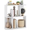 COSTWAY Libreria a 2 Cubi Forma di S, Libreria Bassa Scaffale in Legno, Libreria Design Moderna Salvaspazio Piccola da Terra, per Soggiorno, Studio e Ufficio, 50 x 17,5 x 55,5 cm, Bianca