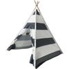 Benebomo Teepee - Tenda da gioco per bambini, modello Tipi, per interni, colore grigio e bianco, a righe, altezza 140 cm, con finestra, per cameretta dei bambini