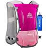 Aonijie, gilet multifunzione da 5 l per sport all'aria aperta quali campeggio, ciclismo, corsa, arrampicata ed escursionismo in confezione con 1 borraccia da 500 ml, Rose Red