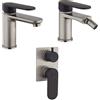 Jacuzzi Set rubinetti lavabo bidet e miscelatore incasso doccia con deviatore Jacuzzi Rubinetteria nichel e nero opaco