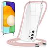 Xiltlly Cover per Samsung Galaxy A52s 5G/A52 4G/5G con Cordino, Custodia con Laccio Collana Tracolla Trasparente Silicone TPU Bumper Antiurto Proteggere Protettiva Corda Case per Samsung A52s 5G, Rosa