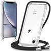 Oelrstfe Cover con Cordino per iPhone XR, Trasparente Silicone Custodia con Regolabile Collana Laccio Tracolla, Antigraffio Proteggere Case Corda per iPhone XR, Nero