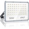 YIQIBRO Faretto LED da Esterno 50W, Faro LED Esterno Impermeabile IP67, 5000LM 6500K Bianca Fredda Lampade, 60 LEDs Applique Luci per Giardino, Terrazza, Garage, Palestre