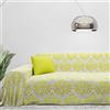 Byour3 - Copridivano Puro Cotone 3 4 5 Posti Granfoulard Fantasia Damascato Salvadivano Telo Arredo Foulard Copritutto Salva Divani Ad Angolo Penisola destra sinistra (Damascato Giallo, 3 posti)