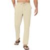Yutdeng Pantaloni di Lino da Uomo Pantaloni di Cotone con Tasche Estivi Pantaloni Leggeri con Coulisse Pantaloni Casual Larghi da Spiaggia Pantaloni a Gamba Dritta Pantalone da Yoga,Beige,S