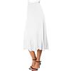 EXCHIC Donne Elegante Elastico Alta Vita Camoscio Midi Gonna Casual A-Linea Svasato Swing Gonna(XXL, Bianco)