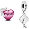 PHCLASY Pink Cuore and Graduation Cap Charms Compatibile con Bracciali e Collane Europei, Stagione di Laurea Per le Donne