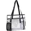 TINYAT Grande borsa da spiaggia in rete per donna Borsa tote trasparente Borsa a tracolla con tasca con cerniera impermeabile Borsa da bagno trasparente per le vacanze