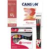 OFITURIA Kit Bloc Canson Figueras Entelado con 10 Hojas de 290g, Set Óleo Starter Georgian con 6 Tubos de Pintura de 22ml y Set de 3 Pinceles Georgian de Mango Largo Ideales para Óleo - Ofituria