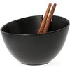 HOMLA Mooka Insalatiera in Ceramica con Accessori - Ciotola Piatti da Portata - Decorazione della Tavola - Piatto da Dessert - Nero Lucido - 24 cm