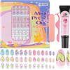 EBANKU 78 Pezzi Unghie a pressione per bambini, EBANKU 3 Pack Kit Unghie Finte per Bambini Vecchio Cuore Colorato Unghie a pressione per ragazze 8-12 anni con Stick Gelatina e Colla Costruttiva