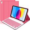 Hofsos Tastiera Custodia per iPad 10 Generazione/(A16) 11 Generazione(11/10.9 pollici, 2025/2022), Italiano QWERTY Rimovibile Bluetooth Tastiera, Custodia con Supporto Pencil per iPad 10a/11a Gen-Rosa