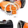 BEOS® Puntali in acciaio inox di qualità per Worx Landroid L & Vision, lucidati, fori per viti svasate, 12 viti in acciaio inox, trazione migliorata del rasaerba robotizzato, dimensione ruota: 225 mm