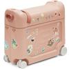 Stokke JetKids BedBox, Coral Pink - Valigia cavalcabile per bambini dai 2 ai 7 anni (fino a 35 kg) - Si trasforma in letto - Include materasso, adesivi decorativi e cinghia di trasporto regolabile