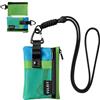 VULKIT Portafogli piccolo Minimalistico con Finestra Identificativa, Porta carte di credito con Blocco RFID Portafoglio impermeabile con cerniera per carte d'identità, Verde-Blu