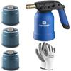 HYTAMA TOOLS Lampada Per Saldare Cannello Accendi Fuoco Kemper + 3 Bombole Gas Butano Sicuro + Guanti Omaggio