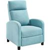 WOLTU Poltrona Reclinabile a Multilivello, Chaise Longue con Poggiapiedi Regolabile, Poltrona Relax Singolo, Con Schienale Alto, Seduta Imbottita, Lino, Blu, SKS58bl
