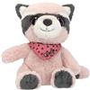 Depesche 13431 Snukis - Peluche Procione Rosa e Grigio, con Orecchie a Punta, Peluche di Circa 18 cm con Sciarpa Rosa a Forma di Cuore