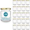 Espirito Rebelde 20 vasetti di vetro rotondi vuoti, 250 ml, ideali per marmellate, conserve, miele e caramelle | Matrimonio