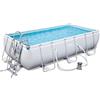 Bestway Piscina Fuori Terra con Telaio Portante Piscina Esterna da Giardino in PVC triplice strato Rettangolare 404x201x100h cm con Pompa Filtro da 2.006 Lt/h - 56441 Power Steel Frame