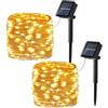 PhilzOps [2 Pezzi] Luci Solari Esterno, 12M 120 LED Catena Luminosa Solare 8 Modalità Impermeabile Decorative Stringa Luci Led Per Interni Giardino Natale Patio Matrimonio Festa, Bianco Caldo