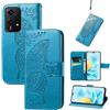 JIUNINE Cover per Honor 200 Lite 5G, Custodia Interno TPU Antiurto Portafoglio con Disegni di Farfalla [Carta Fessura] [Supporto Stand] Cover Libro in PU Pelle per Honor 200 Lite 5G, Blu