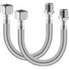 Lunaanda Tubo Armato 3/8 Zoll di Connessione Flessibile Con Raccordo & Filettatura Esterna per Rubinetto, Flessibile in Acciaio Inox, Prolunga per Rubinetto Miscelatore (30cm)