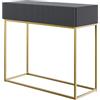 Selsey Console Ingresso Tavolo Consolle Con Cassetto A Doghe Struttura Dorata 90 x 79 cm Nero Veldio