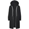 AIGOUT Cappotti da donna a tinta unita, con cappuccio e cerniera, con 2 tasche, per autunno e inverno, a maniche lunghe, cappotto, felpa, maglione, abiti in pile, cardigan, Nero , L