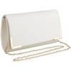 YYW Pochette da sera da donna, in morbida pelle PU, con tracolla staccabile, borsa a tracolla da donna per matrimoni, cocktail party, bianco, Taglia unica