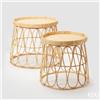 Enzo De Gasperi EDG Enzo De Gasperi Set 2 Tavolini Deco in Rattan H45 H41 cm